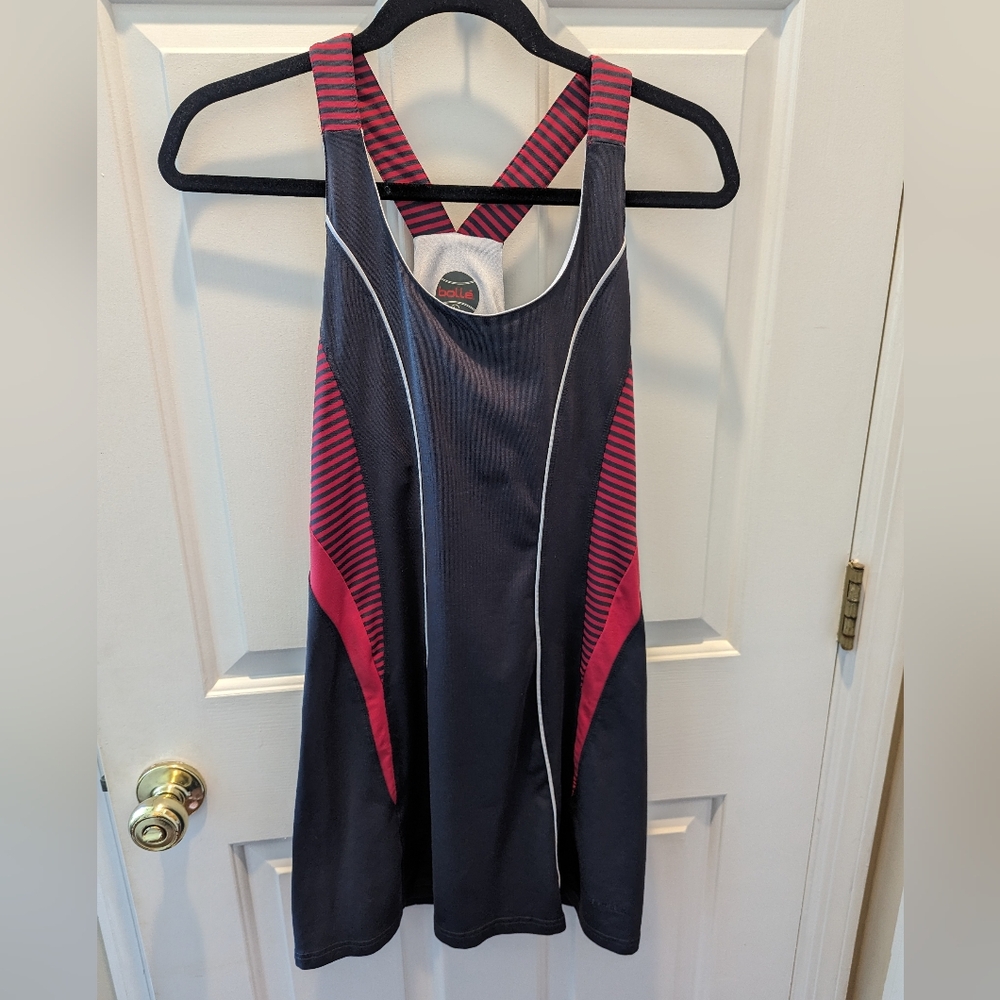 BOLLE Sport Racerback Tennis Dress Built-In Shelf Bra GRAY RED